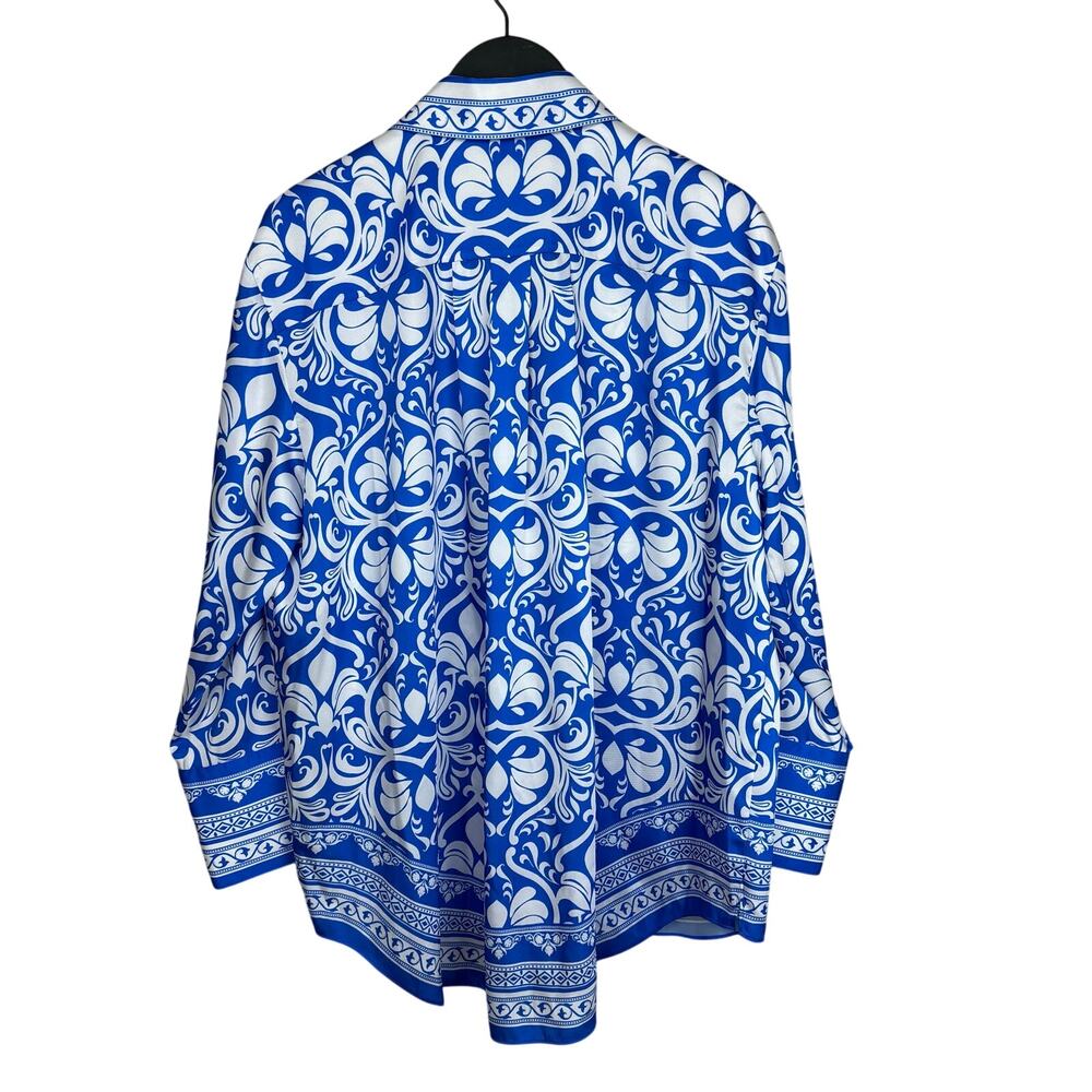 ALICE + OLIVIA Kiva Oversized Pajama Button-Up Shirt Size Small - Picture 12 of 14